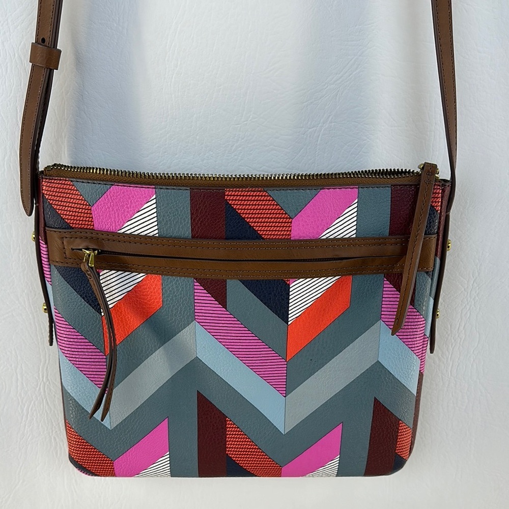 Fossil Colorful Chevron Pattern Crossbody Bag - image 2